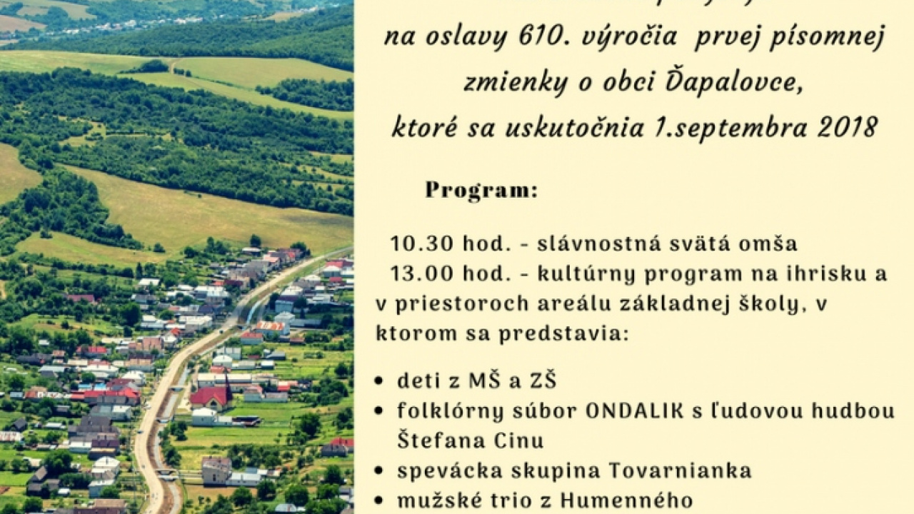 Fotografia fotogalérie 610. výročie prvej písomnej zmienky o obci Ďapalovce